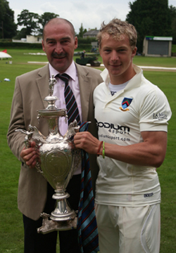 David 'Vanburn' Heaney with son Michael after CSNI's 2008 Senior Cup victory (C) John Boomer CricketEurope
