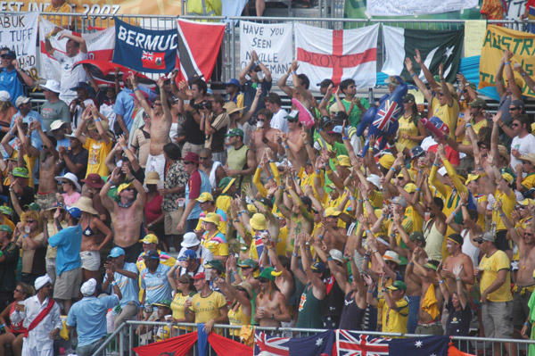 Australia fans in the Party Stand