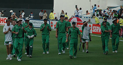 The lap of honour in Barbados, caught on camera by The Ulster Cricketer photographer in the stands!