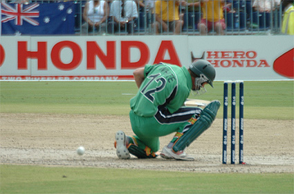 and his hit on the helmet by a McGrath bouncer