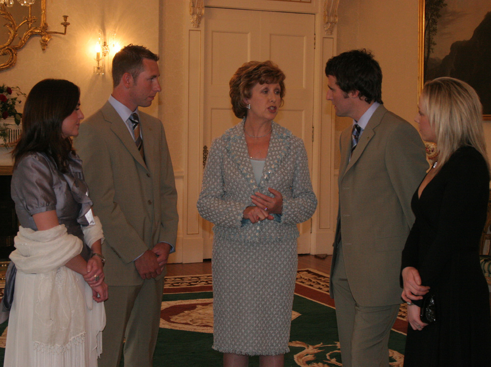 Andrew White and Kyle McCallan meet President McAleese